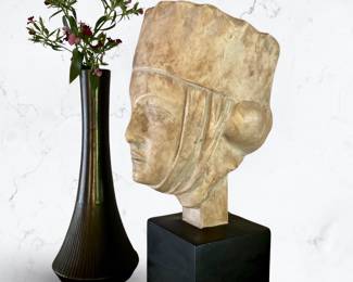 Vintage Museum Model Bust, what an incredible pice to compliment any shelf or mantle, head is made of plaster, 14.75" H overall,  base is 4.75" W, $225