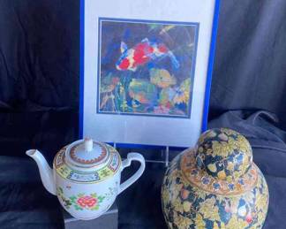 Asian Ginger Jar, Teapot Koi Picture