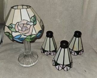 Stained glass candle lamp and shades