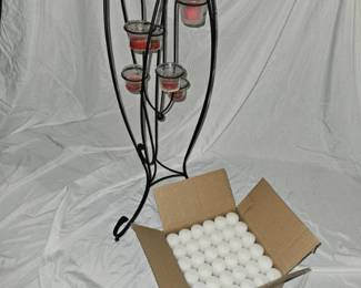 Partylite metal votive holder and off brand candles