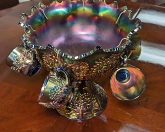 Carnival Glass Punch Bowl