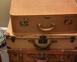 Three retro leather Luggage pieces