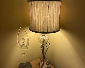 Pair of Blown Glass and Metal Lamps