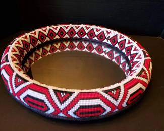 Sithabe African Craft Beaded Mirror Or Vanity Tray