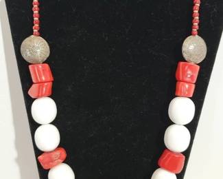 Coral And Bead Necklace (26")
