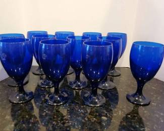 Cobalt Blue Water Glass Set ×12 (7")