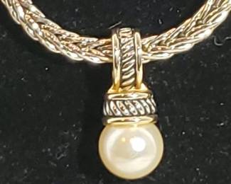Excellent Cable Metal Necklace With Faux Pearl