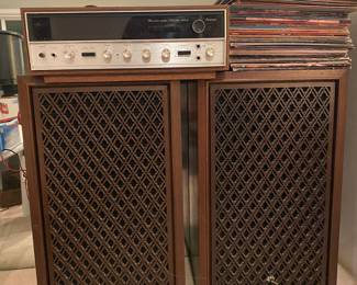 Vintage Audio Equipment Sansui Floor Speakers + Sansui 5000 Receiver | Vintage Vinyl Albums Music