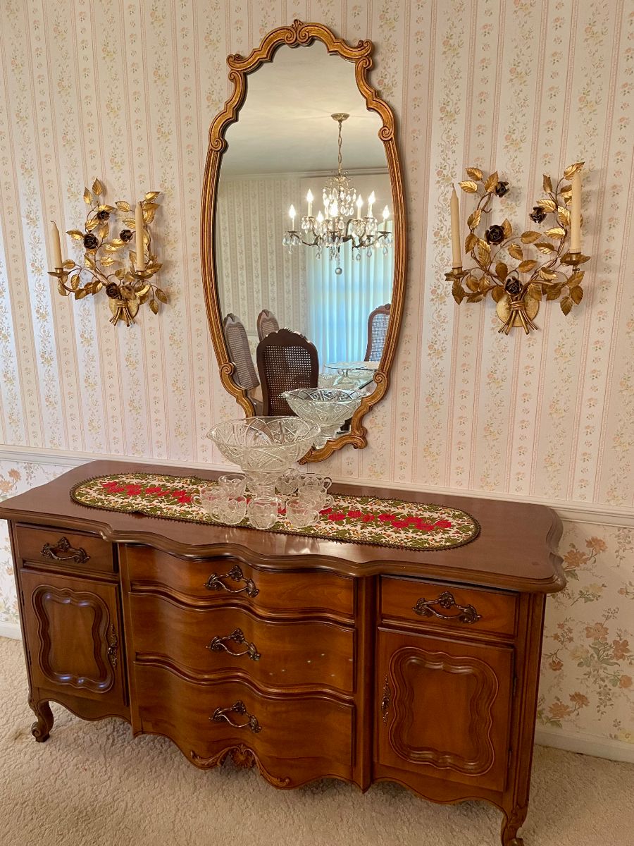 French Provincial buffet, large French Provincial mirror