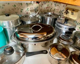 lots of pots and pans...stainless, Amway Queen, Revereware
