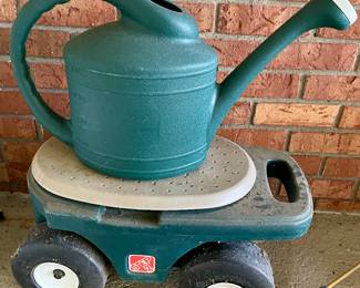 garden stool, watering can