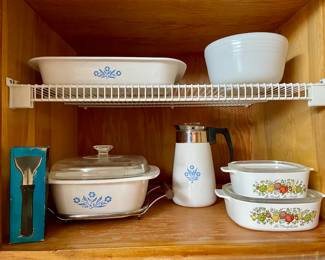 Corningware Blue Cornflower, Spice of Life, milk glass mixing bowl