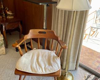 walnut office chair, rolling bed tray