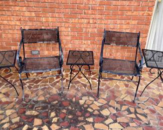 wrought iron patio end tables and chairs