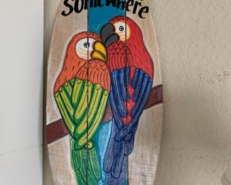 Coastal Wall Art - It's Five O'Clock Somewhere Parrot Surfboard    $16.00                                                                                    31 x 12