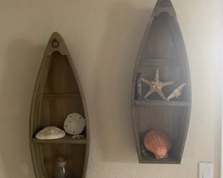 Boat Wall Shelves  $25.00                                                                     H 28 3/4”
W 10 1/2” [Measure at shelf]