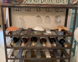 Wine Rack with Sand Bar Sign                        $48.00                        H 33 1/2”
L 30 1/4”
W 10 1/4”

SandBar Sign
L 30”
W 5 1/2”