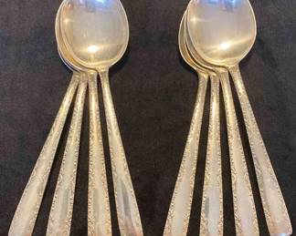  007 Eight Gorham Camellia Sterling Silver Soup Spoons 