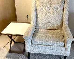 Striped Armchair Folding Side Table