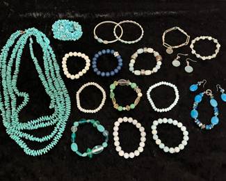 Turquoise And Blue Toned Costume Jewelry