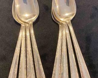 Eight Gorham Camellia Sterling Silver Spoons 