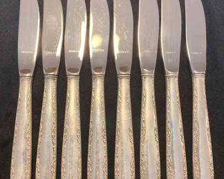 Eight Gorham Camellia Sterling Silver Butter Knives