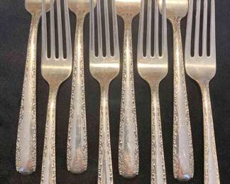 Eight Gorham Camellia Sterling Silver Forks 