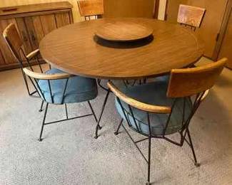  008 MCM Richard McCarthy Dining Table W 4 Chairs Lazy Susan Tray