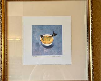 Two J. Harwood fish food lithographs