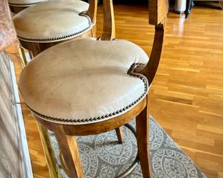 2 off-white Bernhardt sofas with wood trim and over-sized coffee table