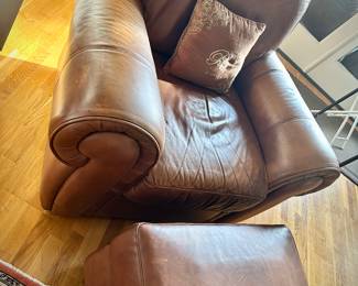 Leather chair and ottoman