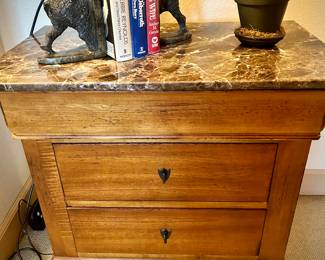 Two nightstands with marble tops