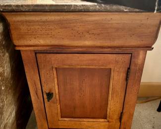 Two nightstands with marble tops