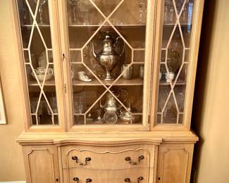 Refinished antique Duncan Phyfe buffet, dining table, 6 chairs, and china cabinet