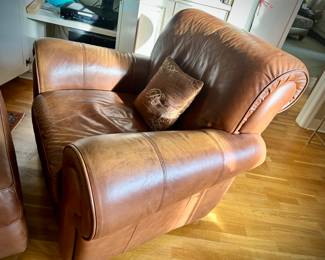Leather chair and ottoman