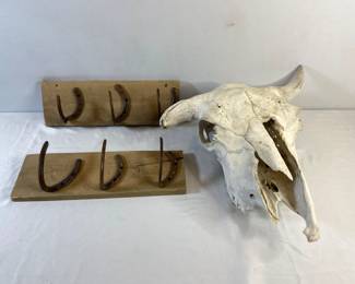 Steer Skull, Horseshoe Wall Hooks