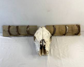 Cow Skull, Horseshoe Wall Hooks
