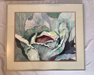 Original Watercolor Cabbage by Jo Gaston
