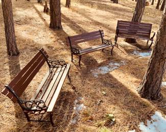 Wrought Iron & Wood Benches