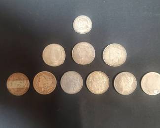 (6) Morgan Dollars, (3) Peace Dollars & 1937 50C Antietam