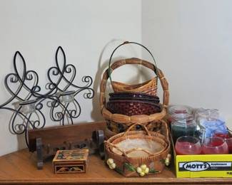Wicker Baskets, Metal Wall Sconces and more. (LPO)