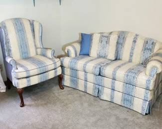Vintage Loveseat and Wingback Chair (LPO)
