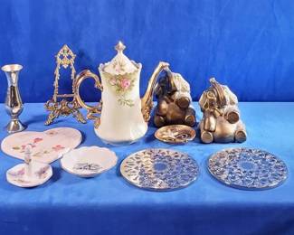 Vintage Lefton Teapot, Elephant Bookends, Trivets & More (LPO)