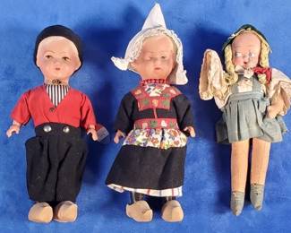 Vintage Genuine Rozetta Boy & Girl Dolls w/Wood Shoes & More