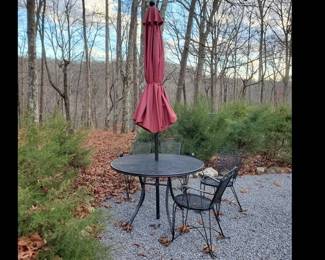 Metal Patio Table w/(4) Chairs & Umbrella (LPO)