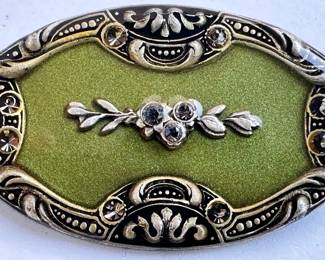 Vintage Catherine Popesco Art Deco Enamel & Crystal Brooch Pin, France
Lot #: 31