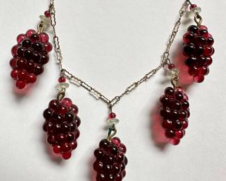 Vintage 925 Sterling Silver Necklace With Beads & Raspberry Charm Necklace
Lot #: 73