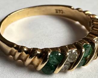 Vintage 14 Karat Gold, Diamond & Emerald Ring, Size 7
Lot #: 14