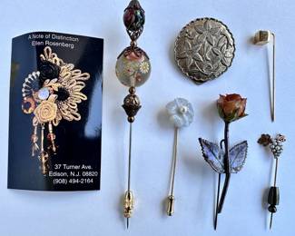 5 Stick Pins & 1 Shoe Clip, Largest By Ellen Rosenberg, Some Vintage
Lot #: 138