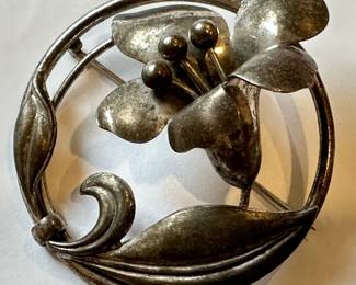 Vintage 925 Sterling BB Midcentury Floral Brooch Pin
Lot #: 60